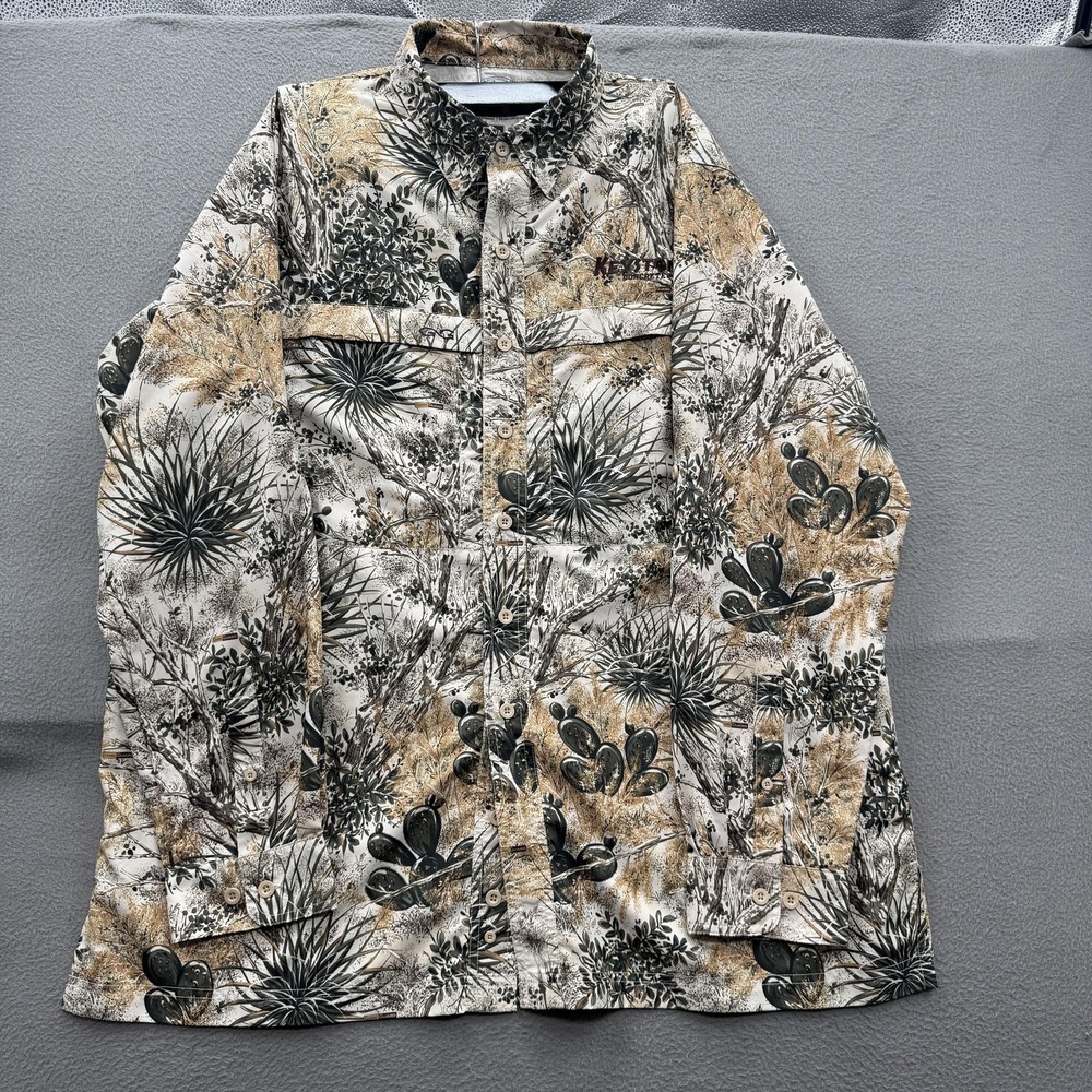 GameGuard Outdoors Shirt Mens XL Beige Camo Long Sleeve Button Up Hunting Desert